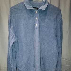 Men's Blue Long Sleeve Polo Shirt | Structure | TRUE VINTAGE 90s | Medium